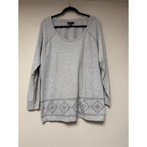 Lane Bryant Women's Plus Size Gray Long Sleeve Embellished‎ Sweatshirt Top 22/24